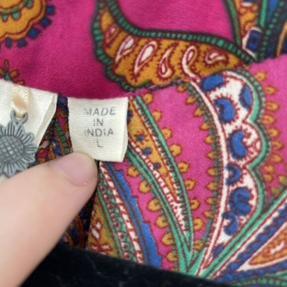 Let It Be Womens Paisley Print Henley Sleeveless Tank Top Multi-Color Size Large - Picture 4 of 11